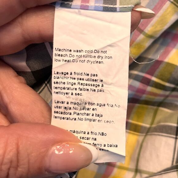 BOSS ORANGE Mens Madras Plaid Short Sleeve Button Down Shirt Medium - Picture 8 of 10